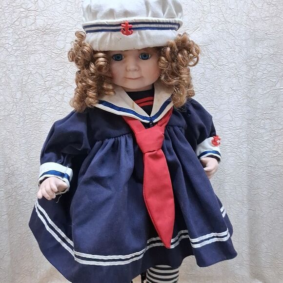 Nautical Themed Doll with Red Shoes - Picture 2 of 6